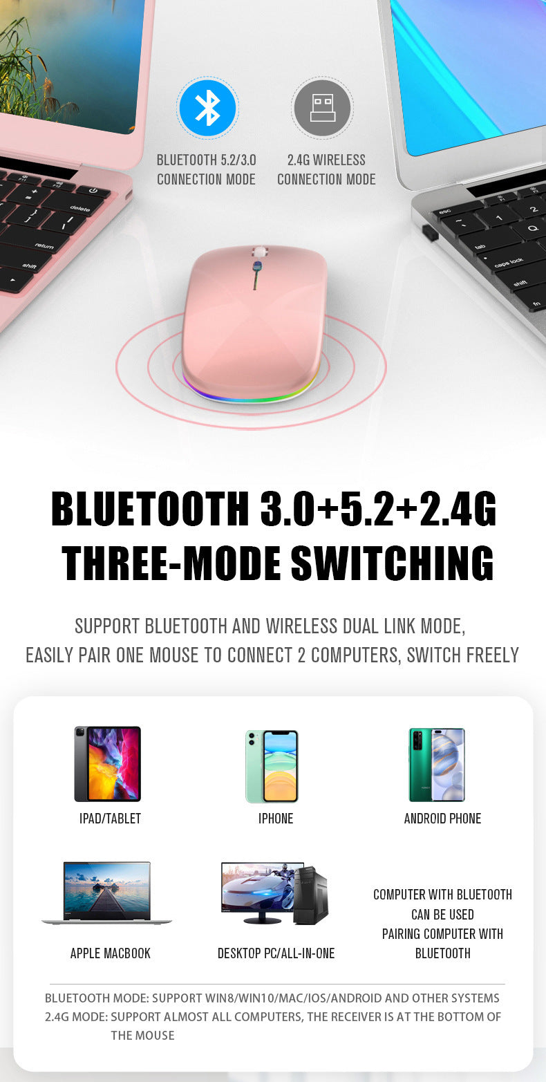 Premium Wireless Bluetooth Mouse For All MacBook Air Pro iPad iMac Tablet PC RBG