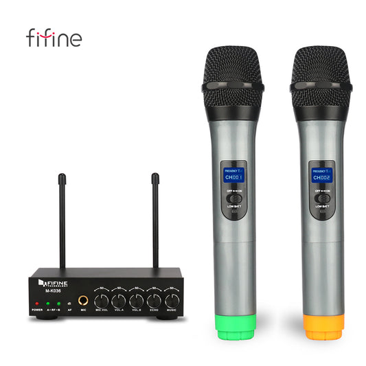 UHF Dual Channel Wireless Handheld Microphone Easy-to-use Karaoke Microfono System K036