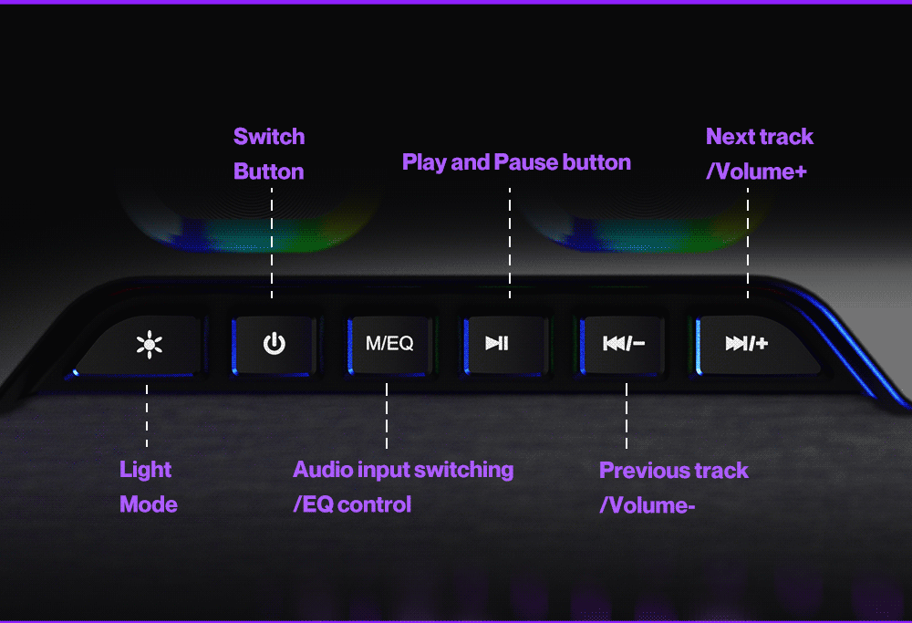 A16 派對禮物 BT 5.0 桌上音箱無線 RGB 音箱 AUX 遊戲電腦音箱