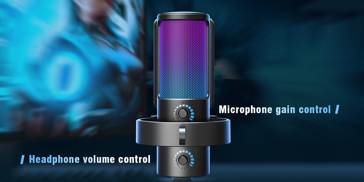 Ampligame A8 Plus Broadcast Microphone Game Microfono Condensador Recording Condenser Mic RGB Gaming Microphone